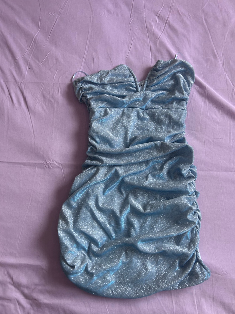 Fashion Nova Light Blue and Lavender Two-Tone Hoodie Dress